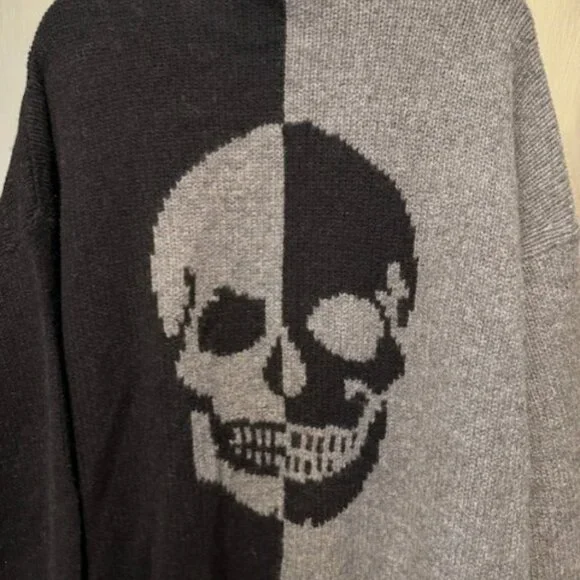 360 Cashmere Pyper Skull two-tone Cashmere Sweater Cardigan - Picture 7 of 16